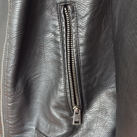 Levi's Black Faux Leather Moto Jacket with Hood - Picture 6 of 8